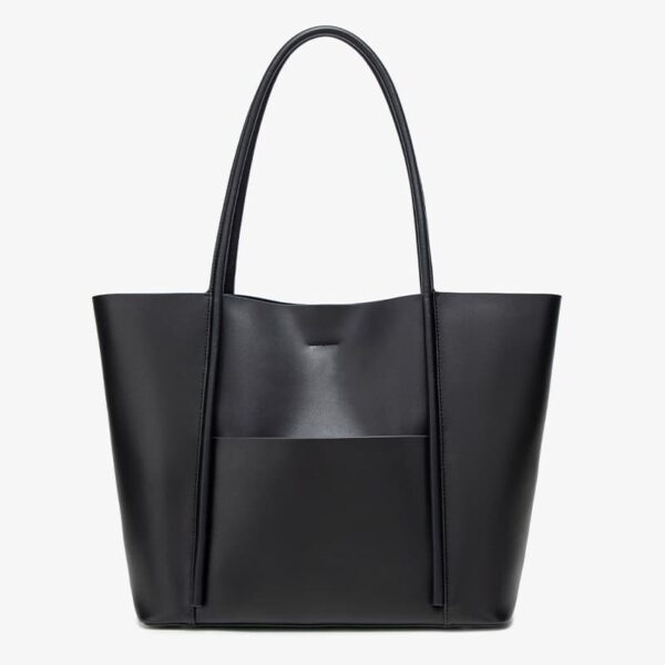 Large Size Women Black Split Cow Leather Tote Bags
