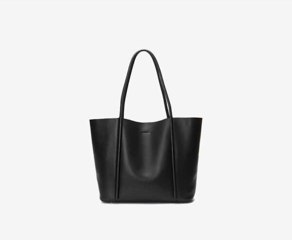 Large Size Women Black Split Cow Leather Tote Bags - Image 4