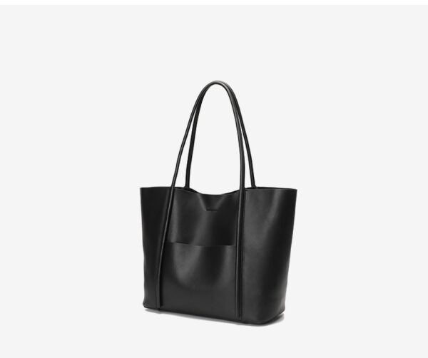 Large Size Women Black Split Cow Leather Tote Bags - Image 5