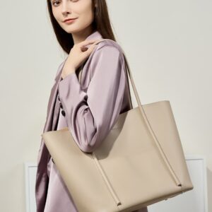 Big Capacity Milk-Tea Split Cow Leather Tote Bags