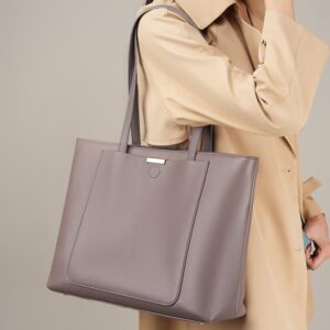 Large Size Classic Grey Cow Leather Tote Bags