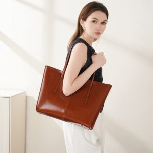 Chic Big Capacity Retro Brown Calfskin Underarm Tote Bags