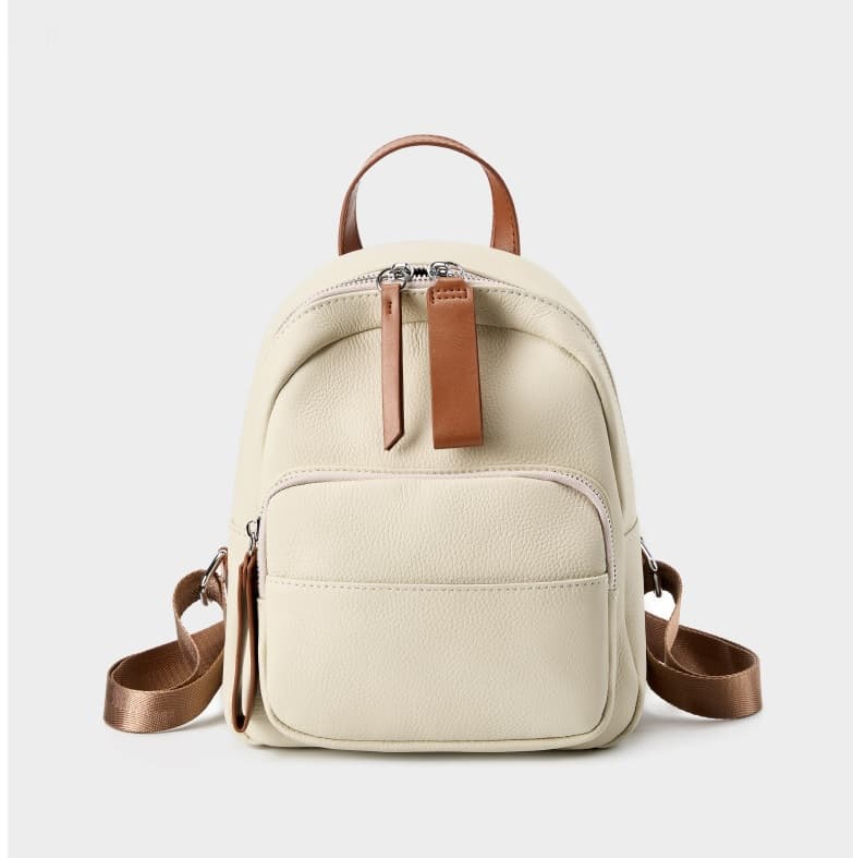 Off-White Cow Leather Zipper Leisure Backpack - Image 6