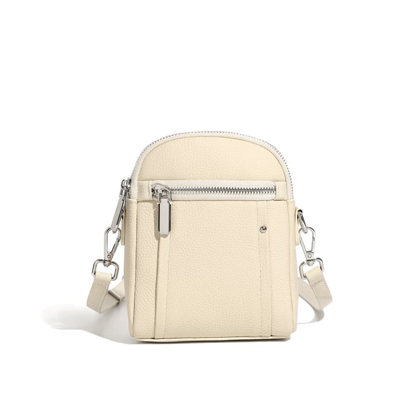Women's Off White Togo Leather Zipper Mini Bags - Image 5