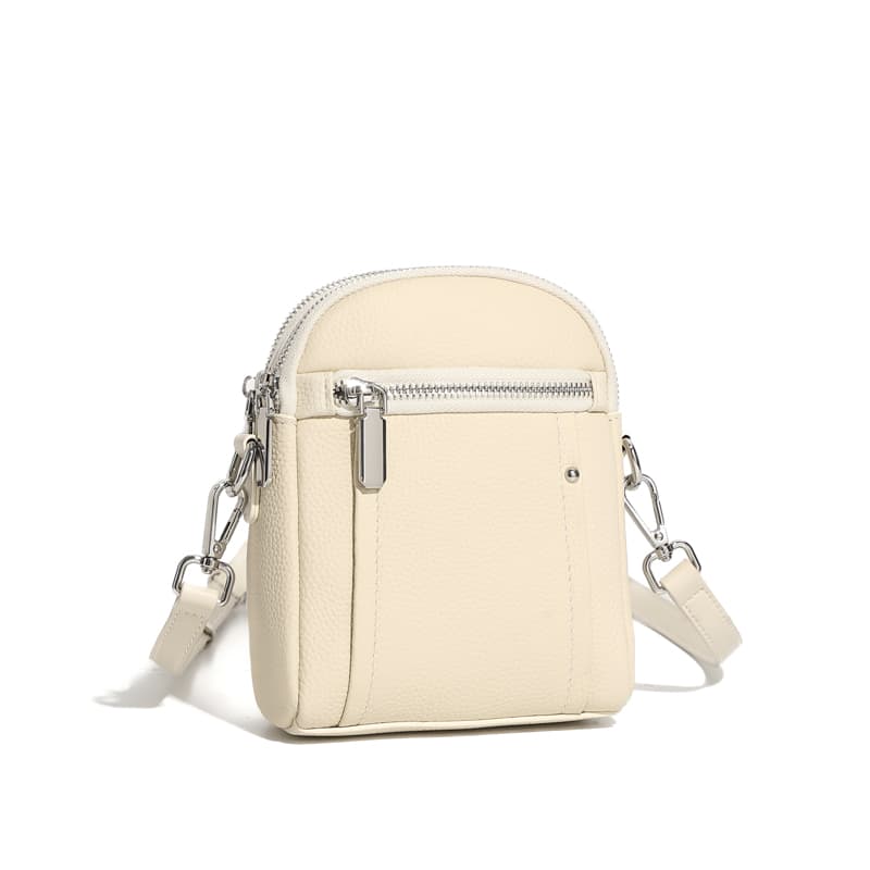Women's Off White Togo Leather Zipper Mini Bags - Image 6
