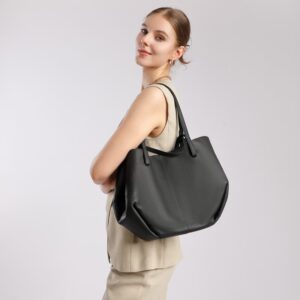 black cow leather nest shopping tote bags for lady