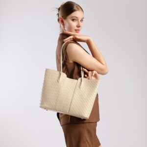 off-white woven tote bag